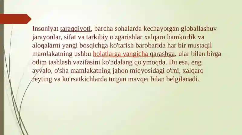 SİYOSIY- HUQUQIY SOHADAGI USTUVOR XALQARO REYTINGLAR VA ULARGA O'ZBEKISTONNING INTEGRATSIYALASHUVI 2