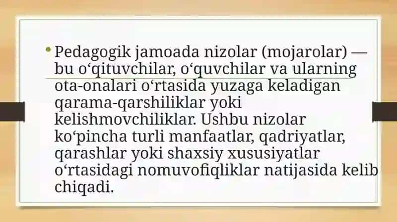 Pedagogik jamoadagi nizolar va ularni bartaraf etish yo’llari 2