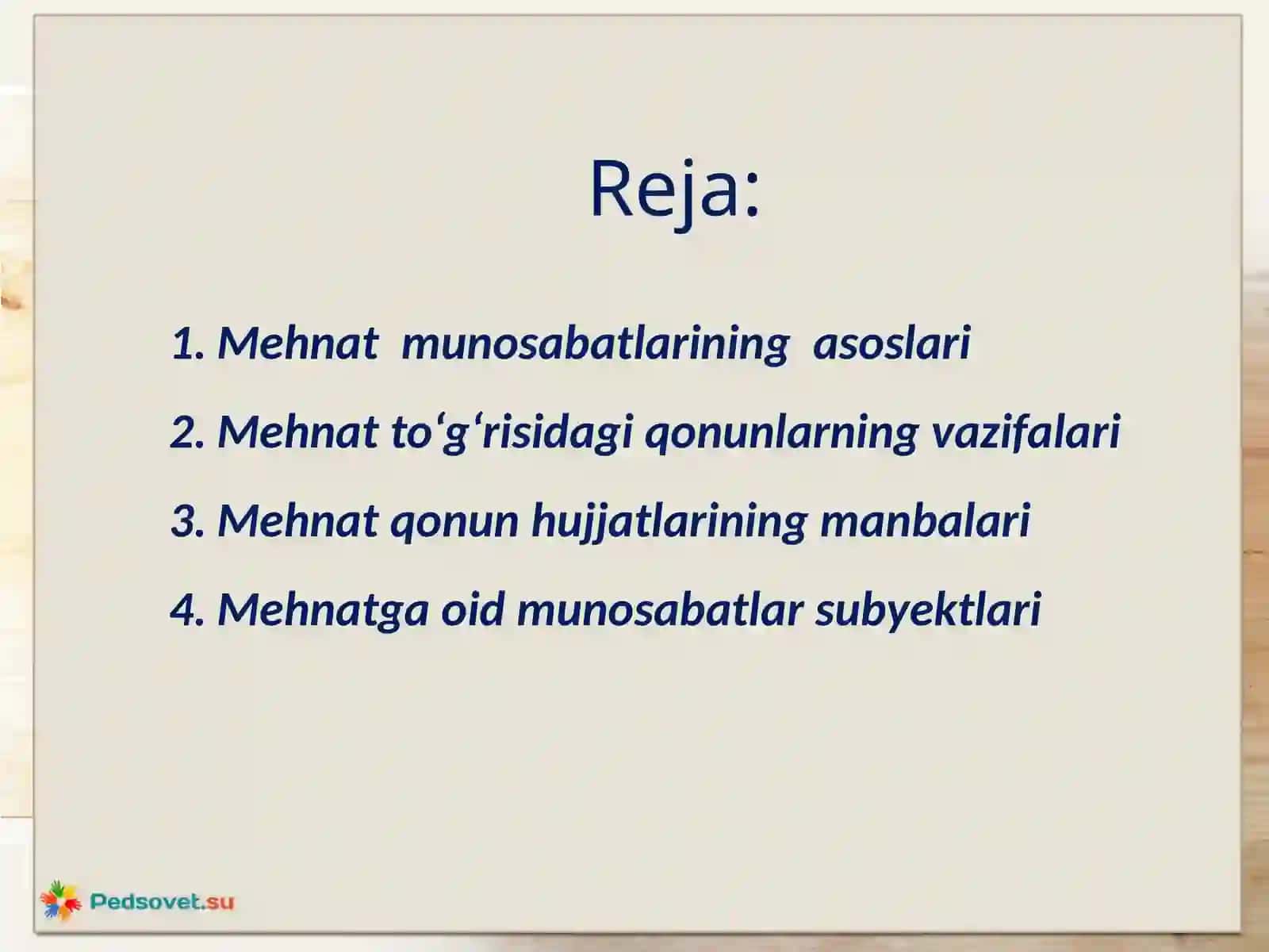 MEHNATGA OID  MUNOSABATLAR 2
