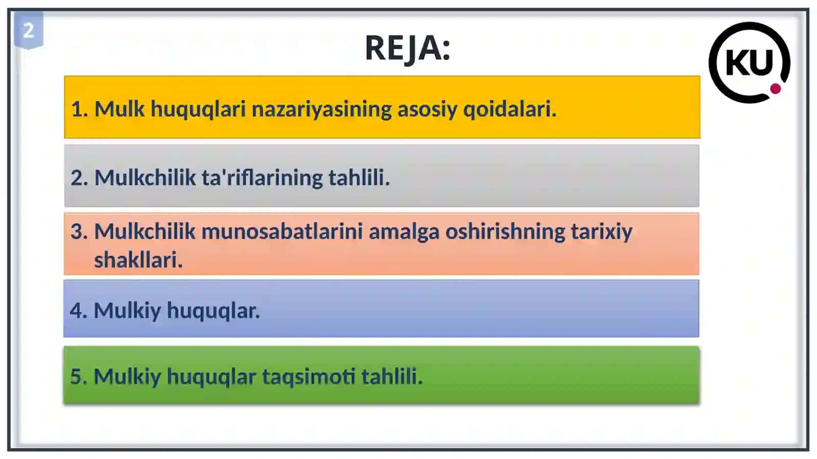 Mulk huquqlari nazariyasi va mulkchilik shakllarining rivojlanish evolyusiyasi 2