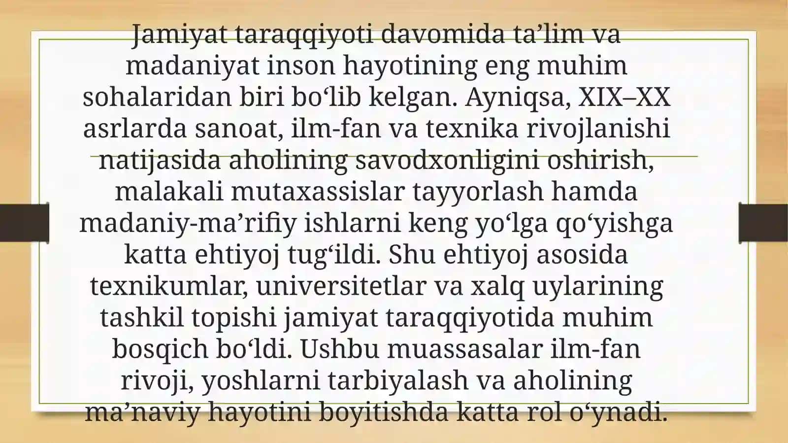 BIRİNCHİ TEXNIKUM, UNIVERSITET VA XALQ UYLARI 2