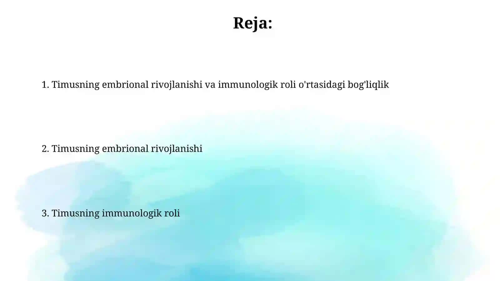 Timusning embriologik rivojlanishi va immunologik roli 2