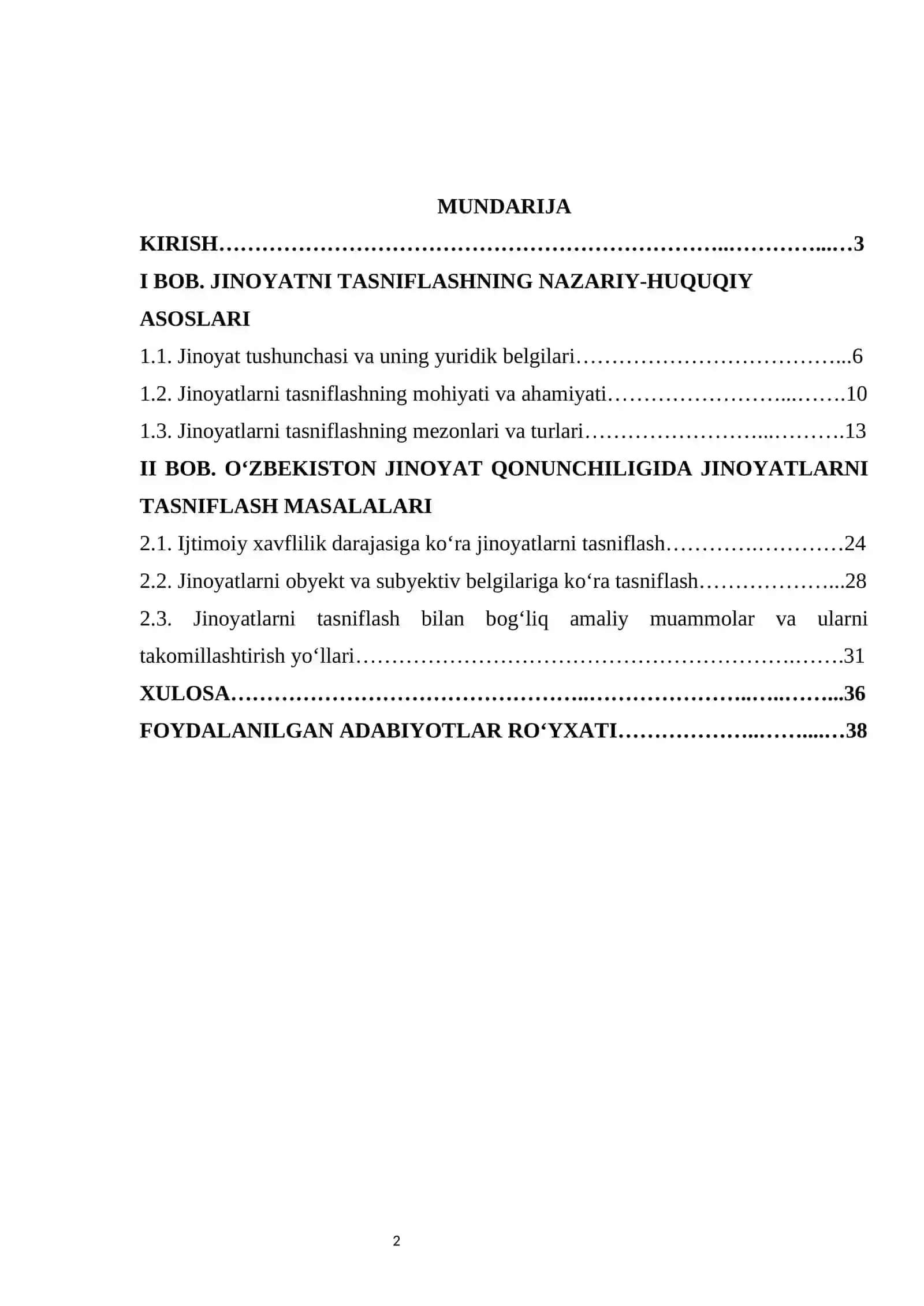 Jinoyat qonunida jinoyatni tasniflash 2