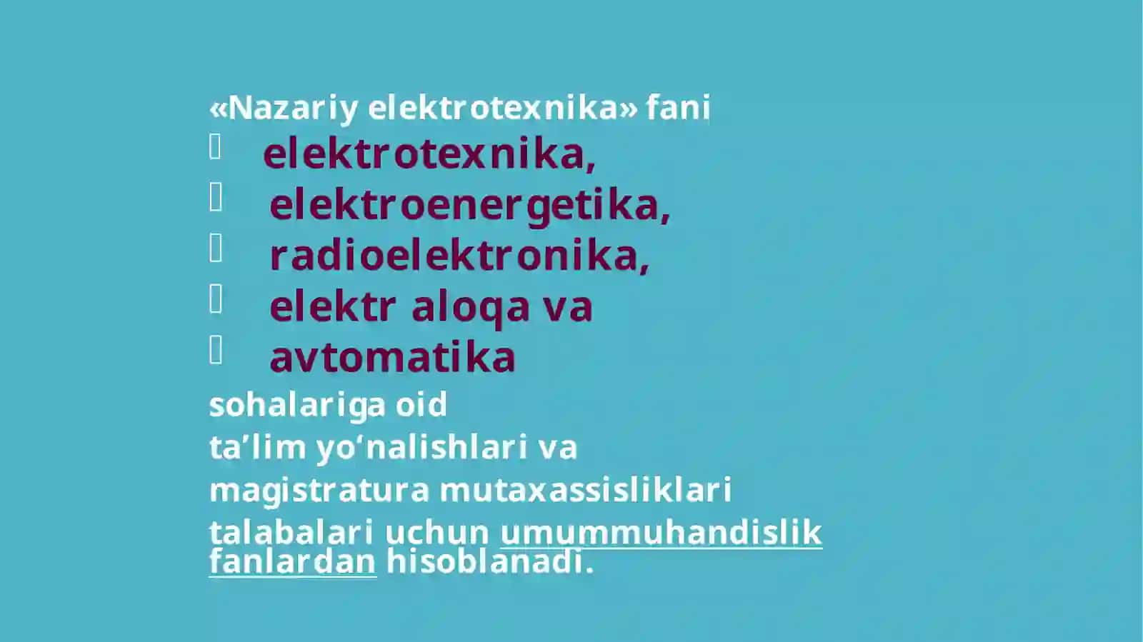 Elektrotexnikaning nazariy asoslari 2