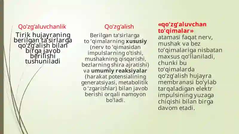 Qo’zg’aluvchan to’qimalarda bioelektrik hodisalar. 2