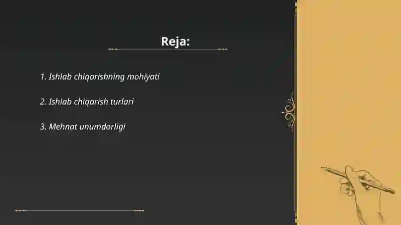Ishlab chiqarish jarayoni va uning natijalari 2