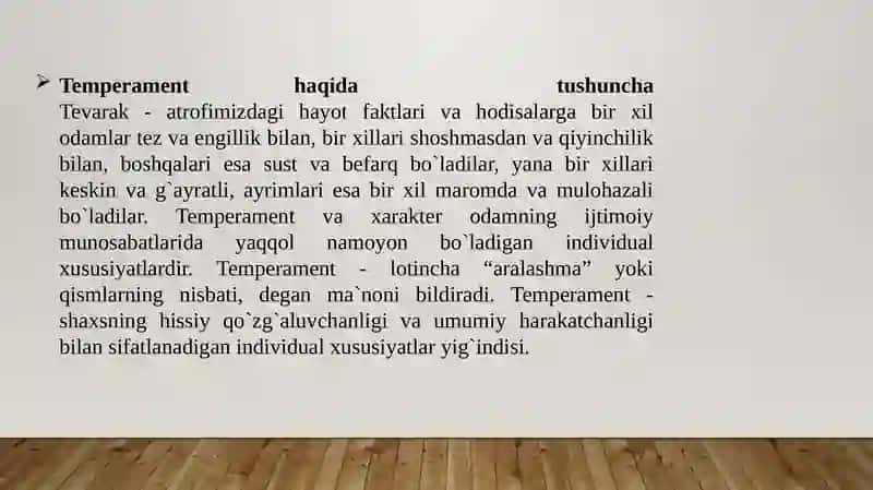 Temperament xususiyatlarining mutaxassis shakllanishidagi o’rni 2