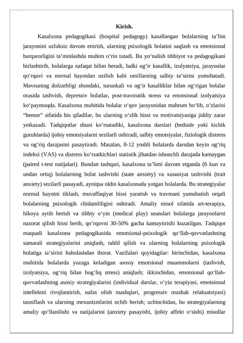 Gospital pedagogikada emotsional-psixologik qo‘llab-quvvatlash strategiyalari 2