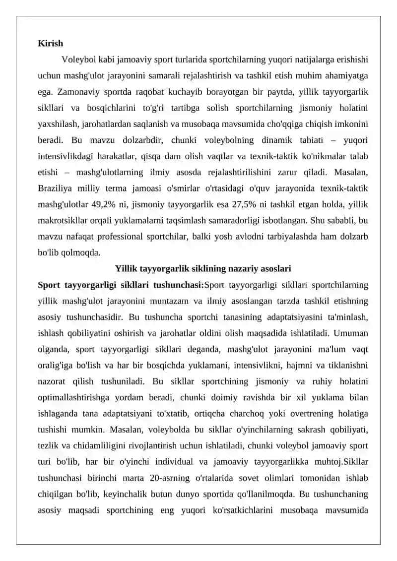 Yillik tayyorgarlik sikllari va bosqichlarida o‘quv-mashg‘ulotlarini rejalashtirish va tashkil qilish 2
