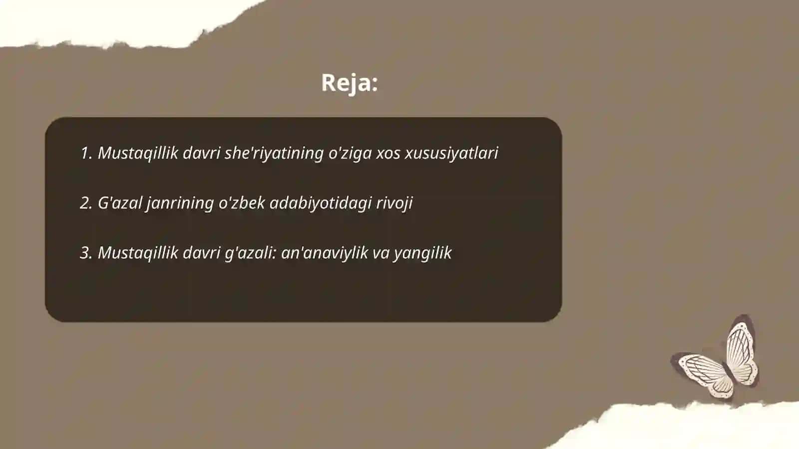 Mustaqillik davri she'riyatida g'azal janri tipologiyasi Abdulla Oripov 2