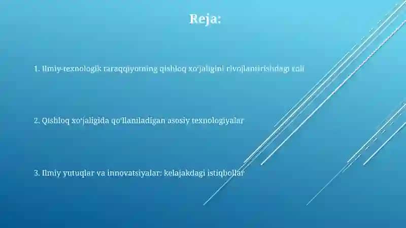 Ilmiy-texnologik taraqqiyotning qishloq xo’jaligini rivojlantirishdagi roli 2