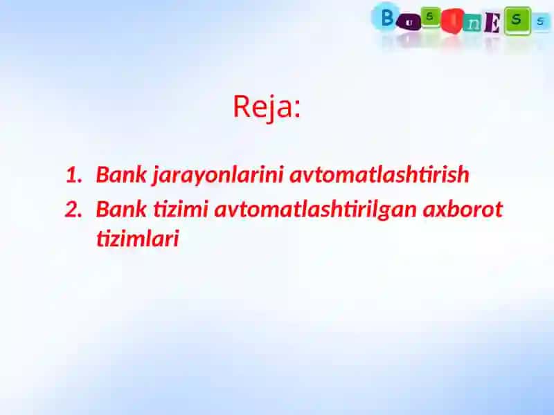 BANKNING avtomatlashtirilgan axborot boshqaruv tizimining tuzilishi 2