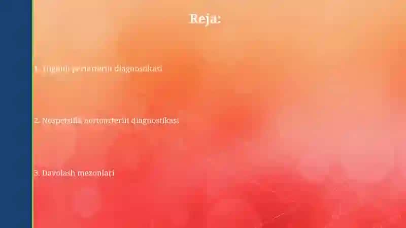 Tugunchali periartrit,nospetsifik aortaartrit kasalliklari diagnostikasi 2