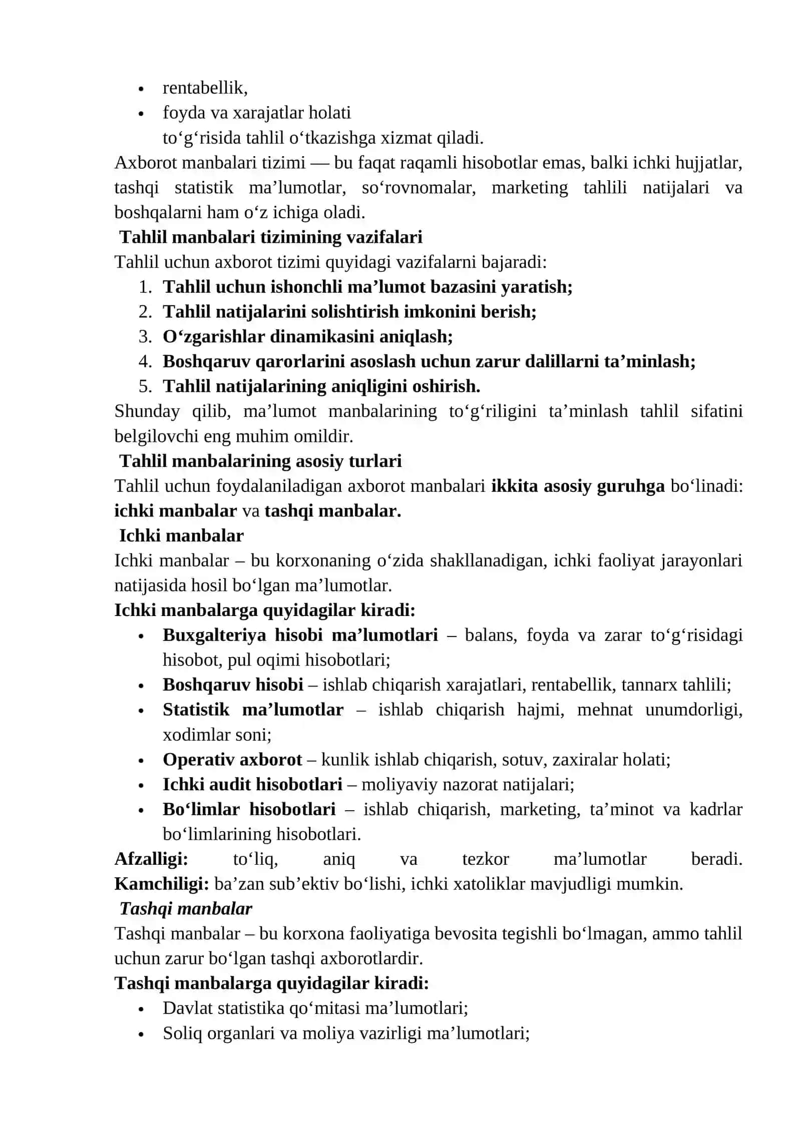 Tahlil uchun kerakli manbalar tizimi va uning turlari 2