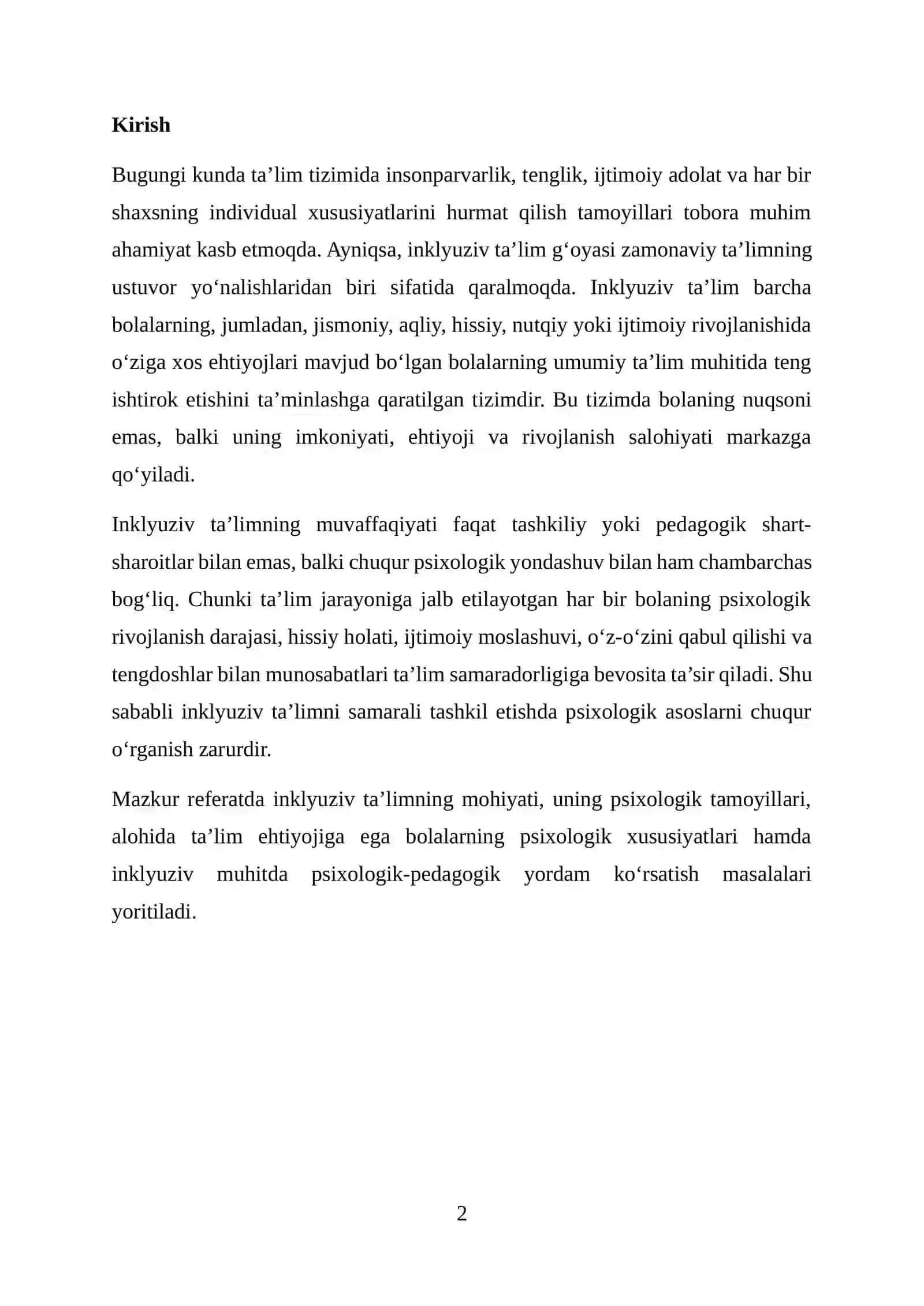 INKLYUZIV TA’LIMDA PSIXOLOGIK ASOSLAR 2
