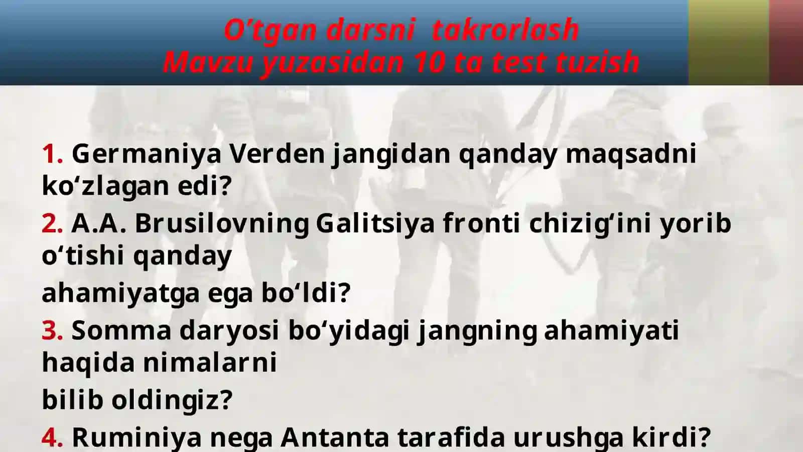 Birinchi jahon urushining yakunlari va oqibatlari 2