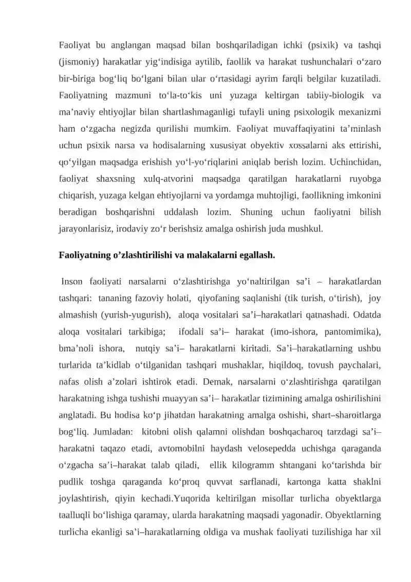 Faoliyat Turlari Haqida 2
