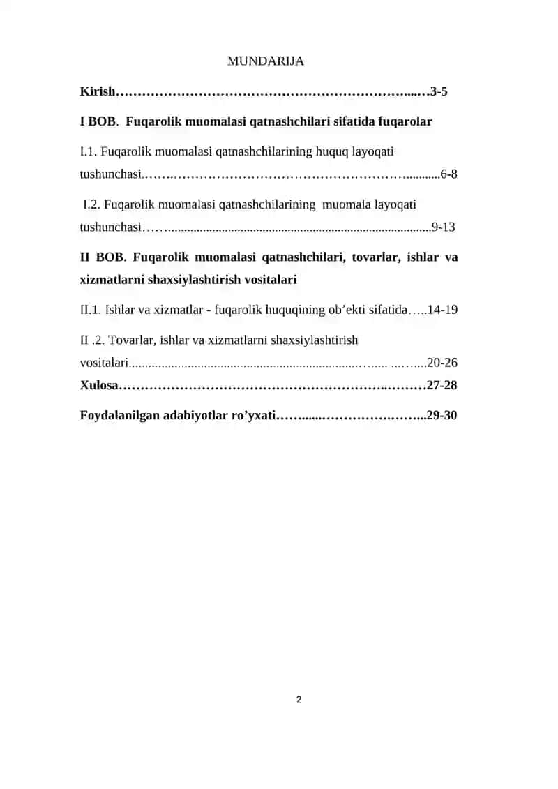 Fuqarolik muomalasi qatnashchilari, tovarlar, ishlar va xizmatlarni shaxsiylashtirish vositalari 2