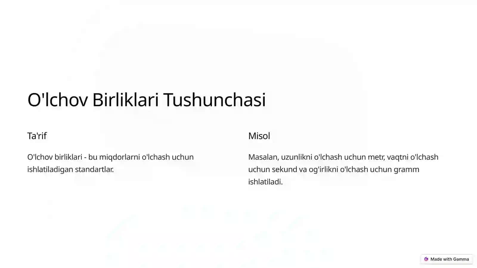 Qadimgi O'lchov Birliklari 2