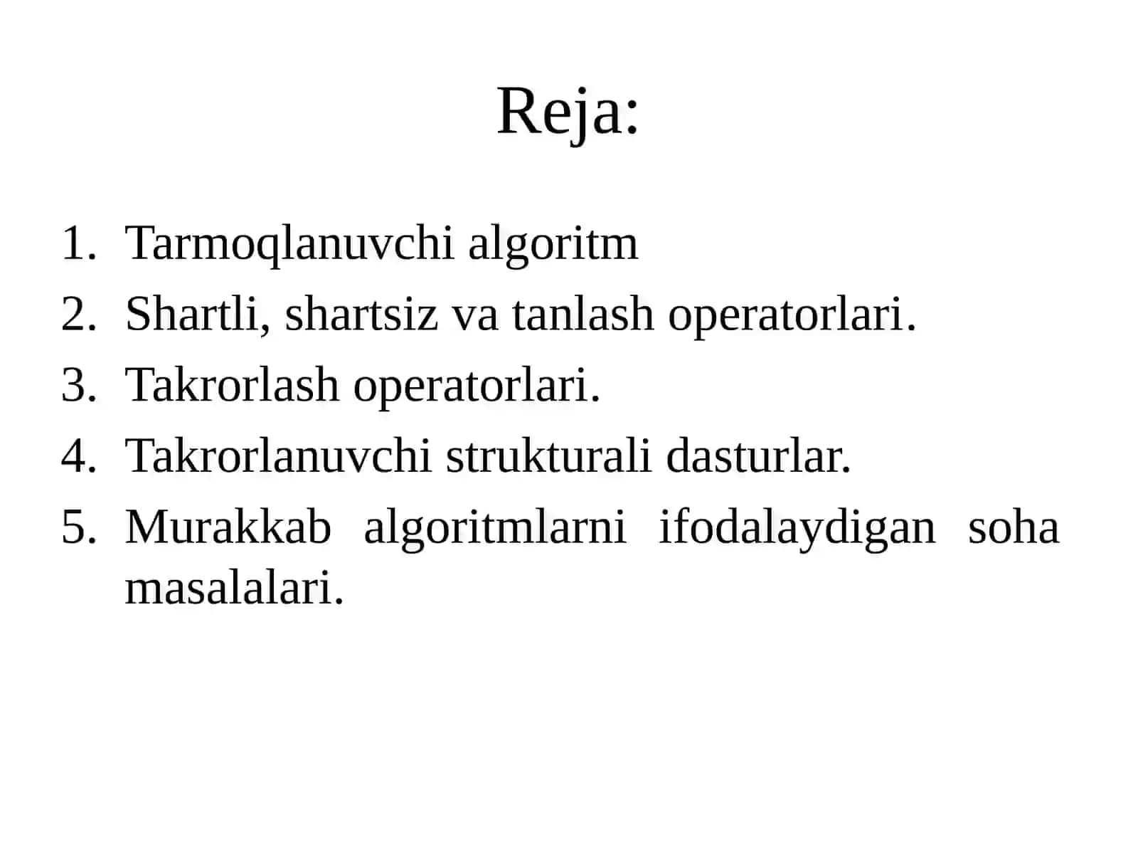 Mantiqiy dastur tuzilmasi 2