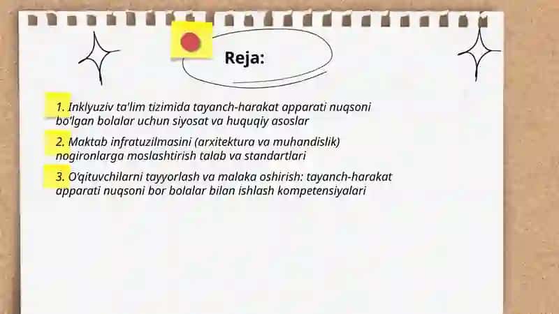 Tayanch-harakat apparatida nuqsoni bo'lgan bolalar uchun inklyuziv ta'lim strategiyalari va ularni amalga oshirish shart-sharoitlari 2