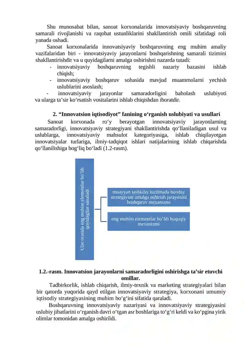 “INNOVATSION IQTISODIYOT” FANIGA KIRISH. IQTISODIYOTDA INNOVATSION FAOLIYATNI O‘ZIGA XOS XUSUSIYATLARI 2