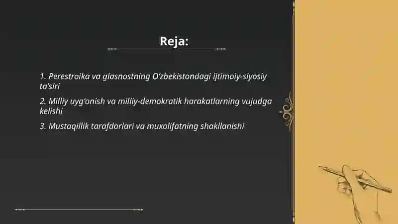 Mustaqillikka erishish arafasida Oʻzbekistondagi ijtimoiy-siyosiy jarayonlar 2
