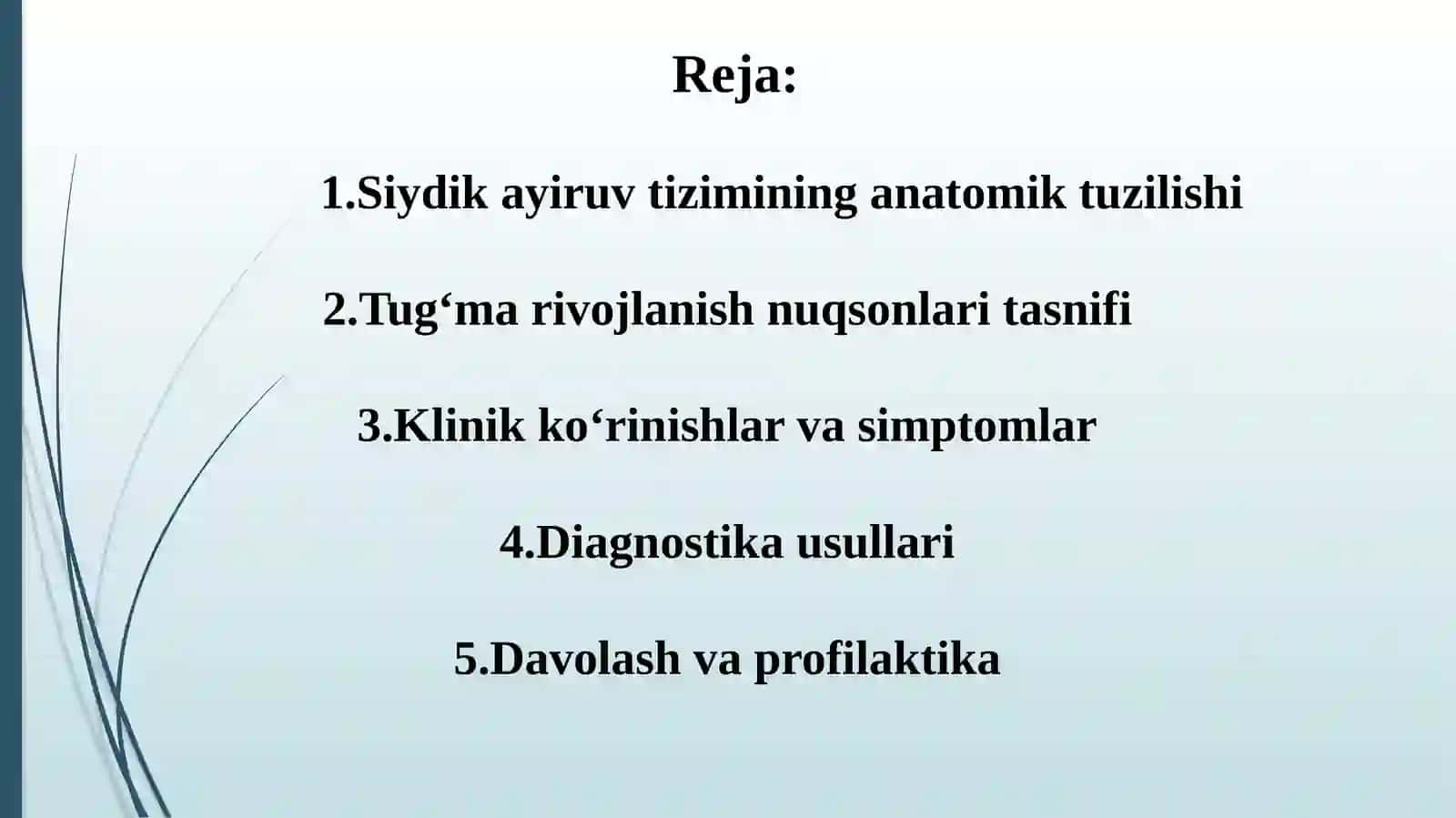 Siydik ayiruv azolarining rivojlanish nuqsonlari 2