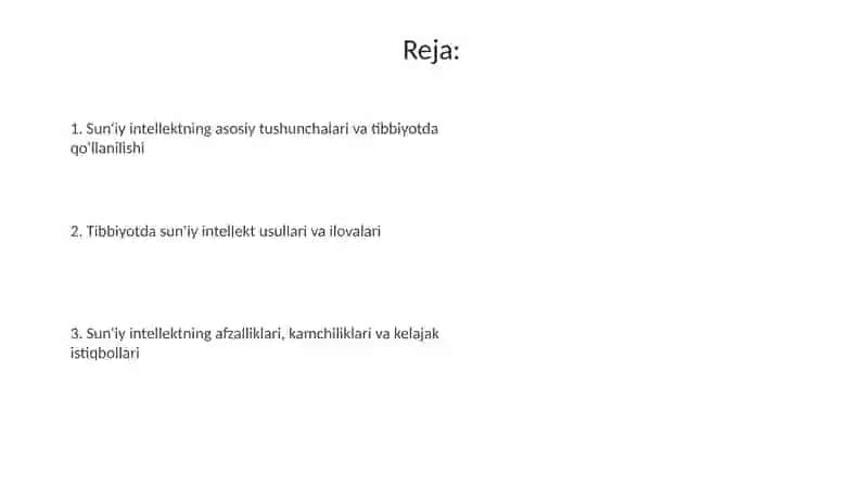 Tibbiyotda Sun'iy intelektga kirish 2