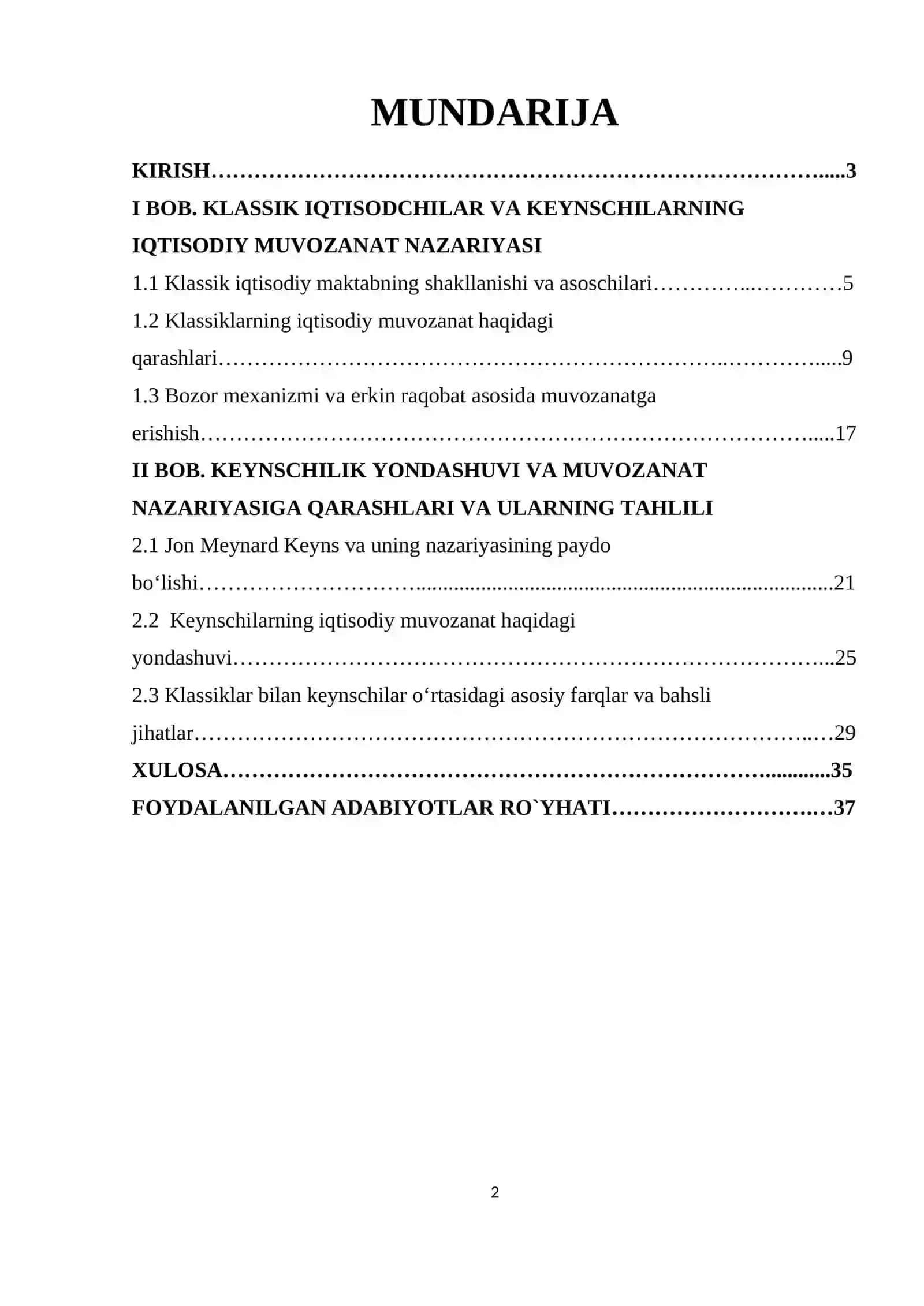 KLASSIK IQTISODCHILAR VA KEYNSCHILARNING IQTISODIY MUVOZANAT NAZARIYASI 2