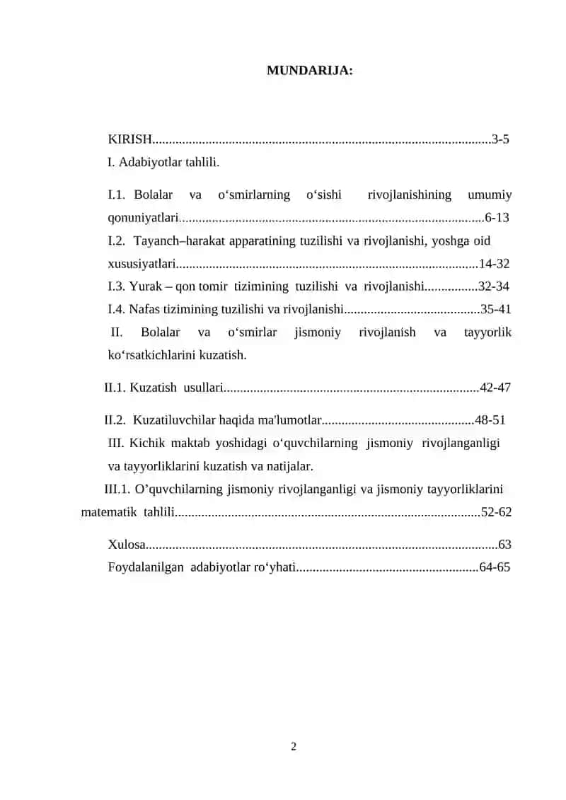 BOSHLANG’ICH SINF O’QUVCHILARNI JISMONIY RIVOJLANGANLIK VA TAYYORGARLIK KO’RSATKICHLARI 2