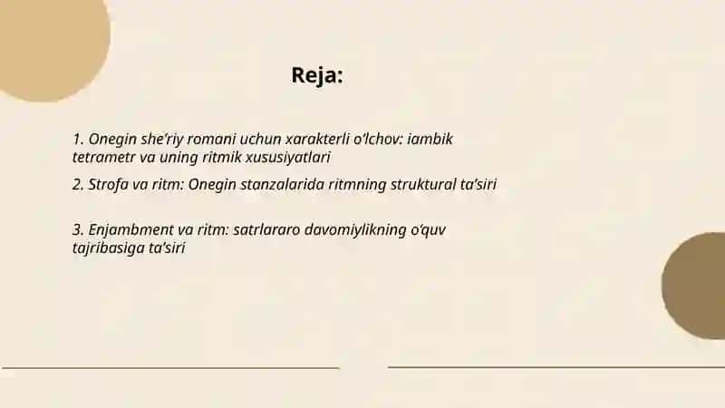 Pushkinning "Yevgeniy Onegin" sheʼriy romanini mutolaa qilishda ritmning oʻrni 2