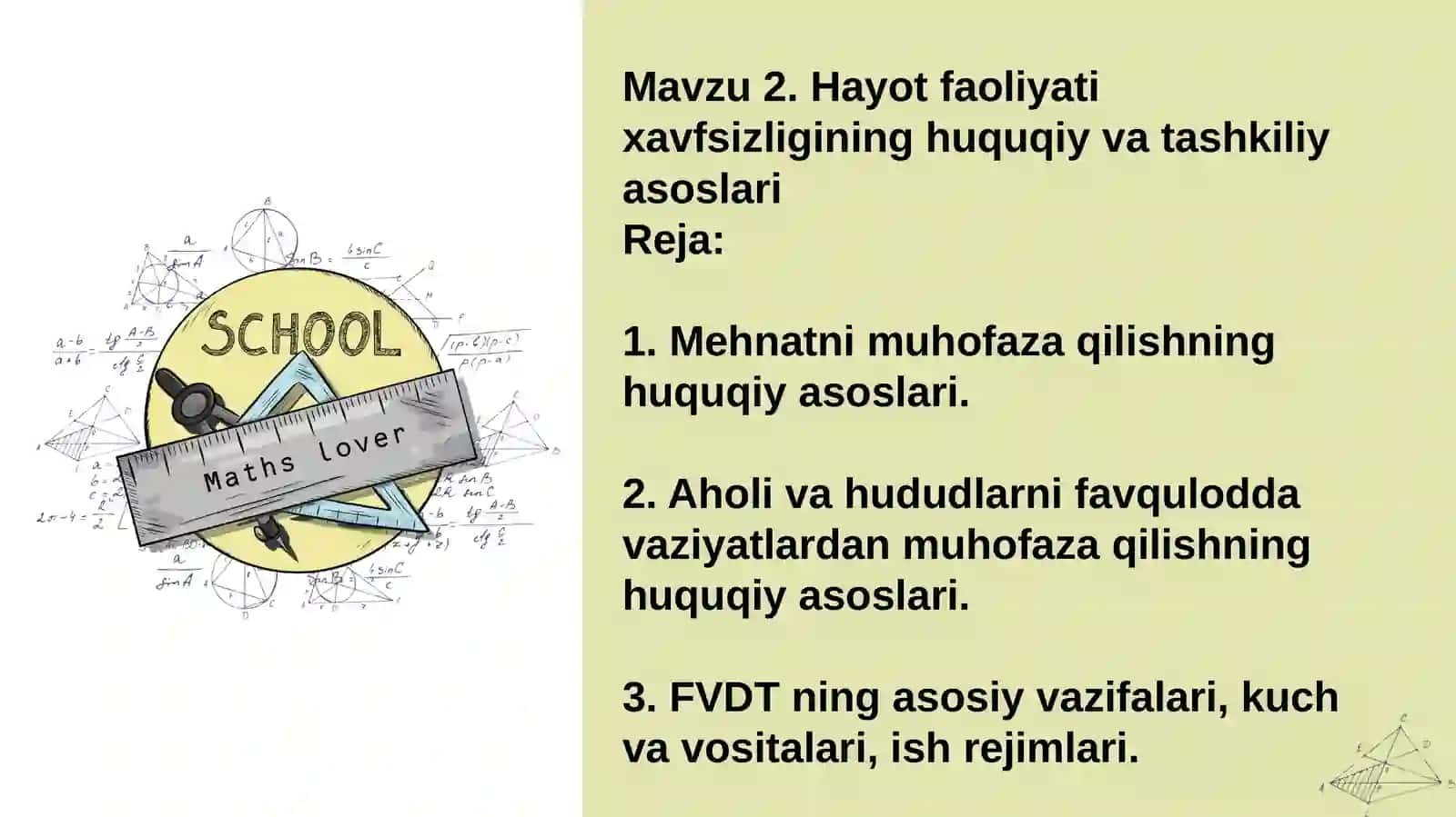 Hayot faoliyati xavfsizligining huquqiy va tashkiliy asoslari 2