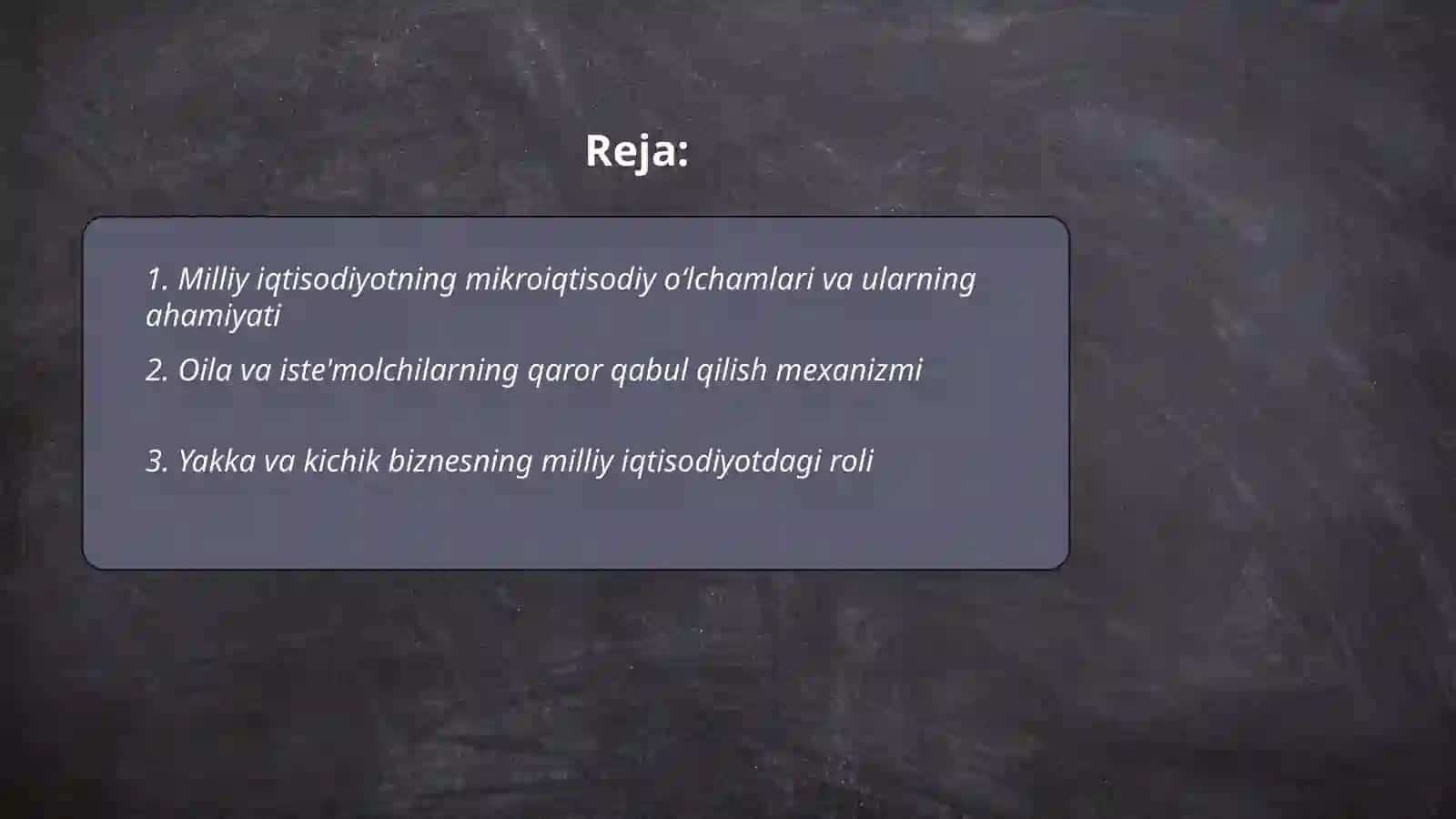 Milliy iqtisodiyot va uning mikroiqtisodiy oʻlchamlari 2