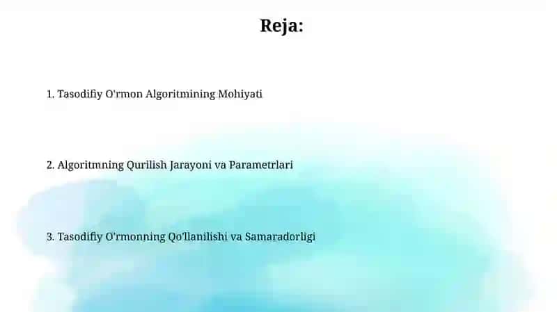 Tasodifiy o'rmon algoritmi 2