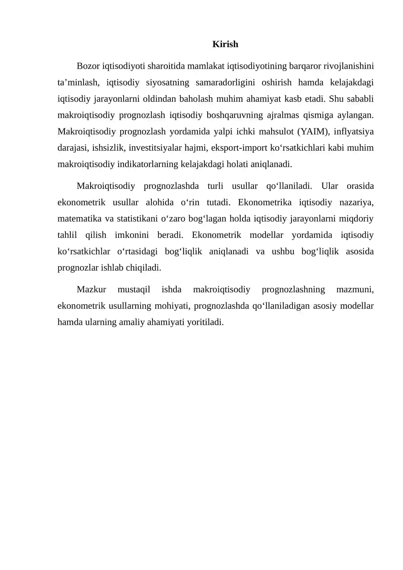 MAKROIQTISODIY PROGNOZLASHDA EKONOMETRIK USULLARDAN FOYDALANISH 2