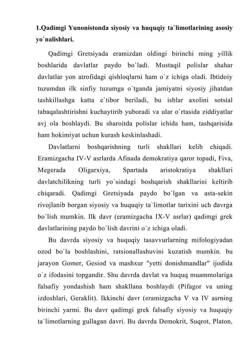 Qadimgi Yunonistonda siyosiy va huquqiy ta`limotlar 2