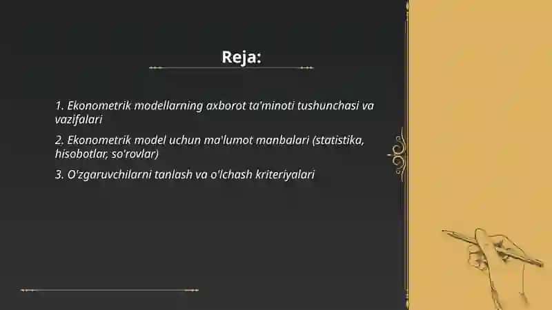 Ekonometrik modellarning axborot ta'minoti 2