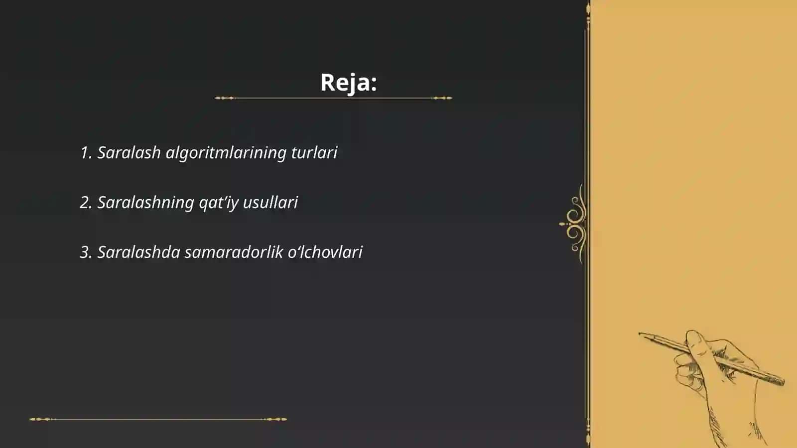 Saralash algoritmlarining turlari 2