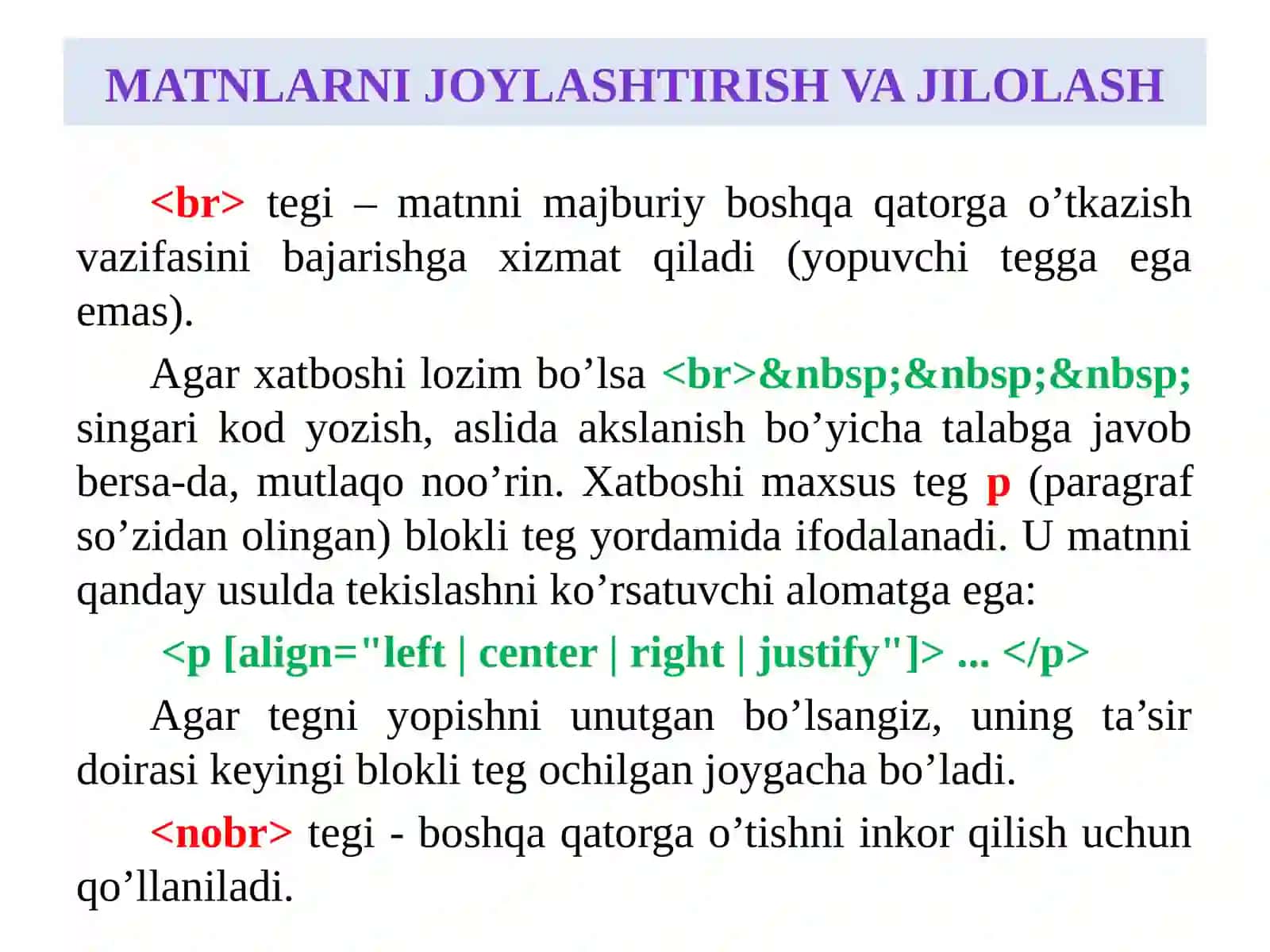 HTML teglari 2