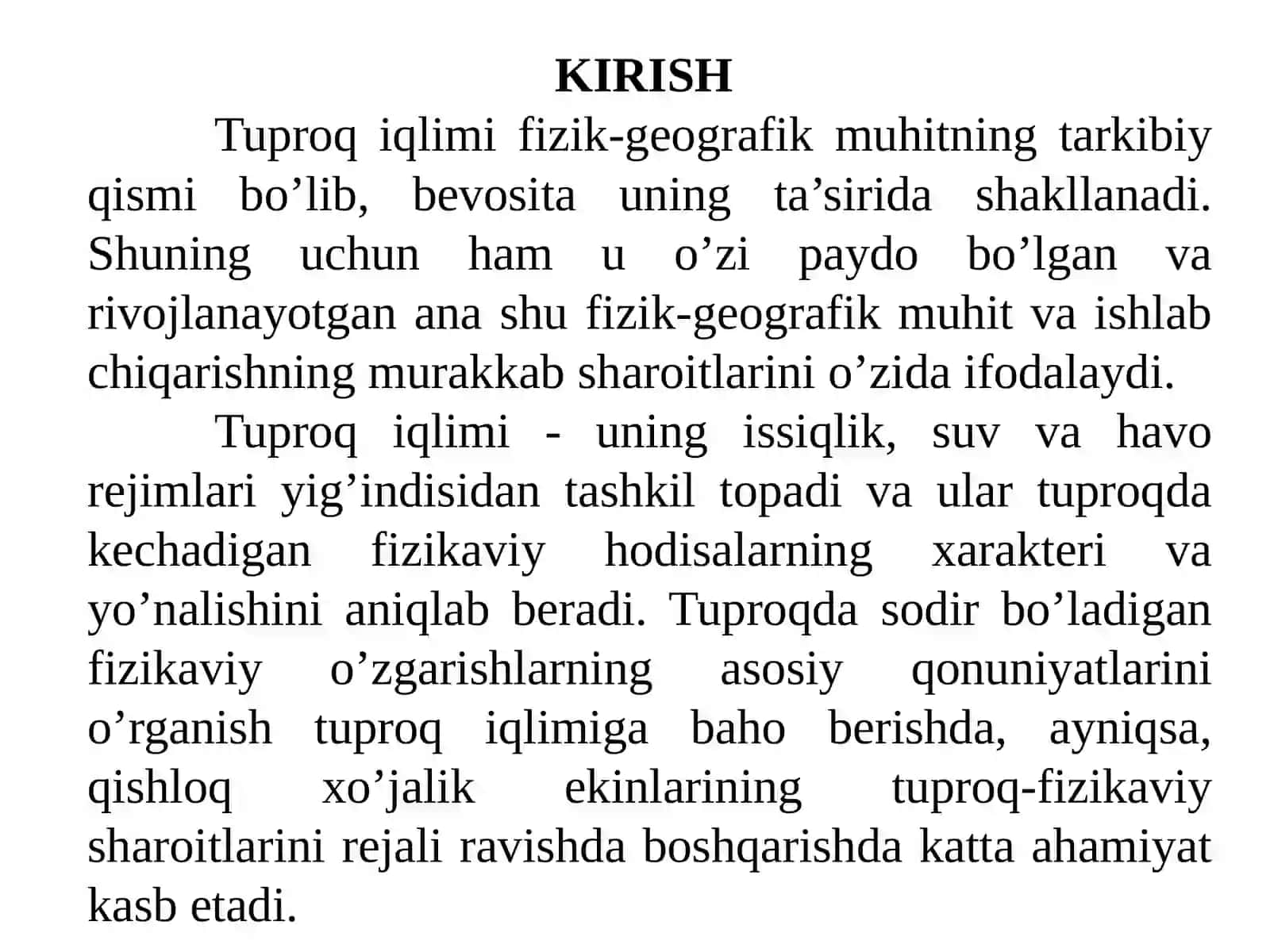 Tuproq iqlimshunosligi fanini o'rganishning ahamiyati 2