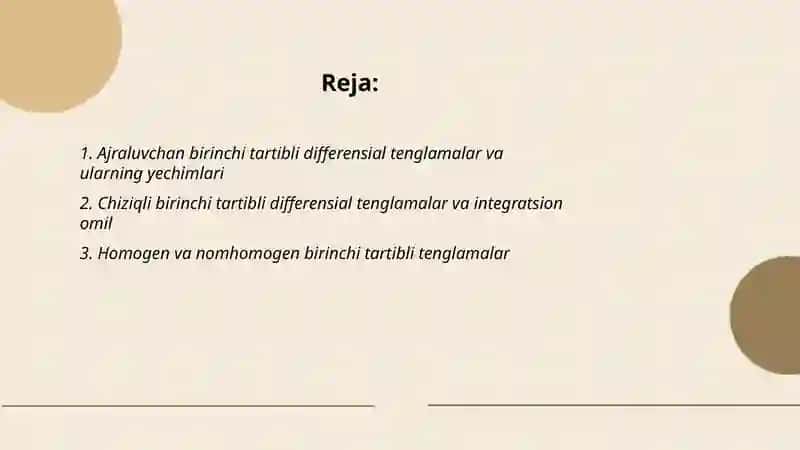 Xususiy hosilali birinchi tartibli differensial tenglamalar 2