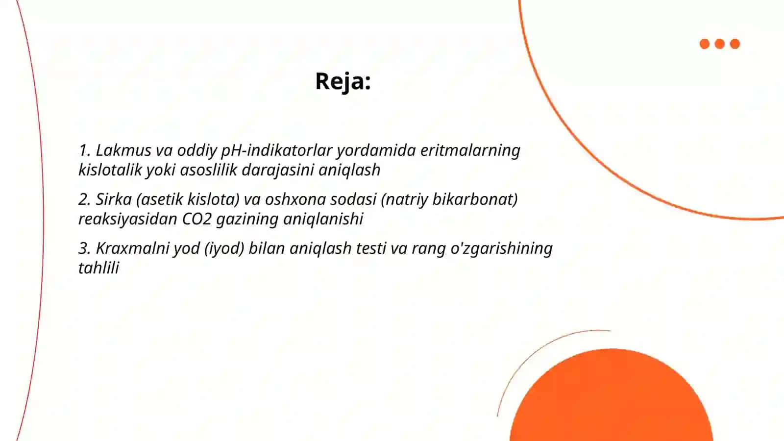 Uy sharoitida kimyoviy reaksiylarni aniqlash 2