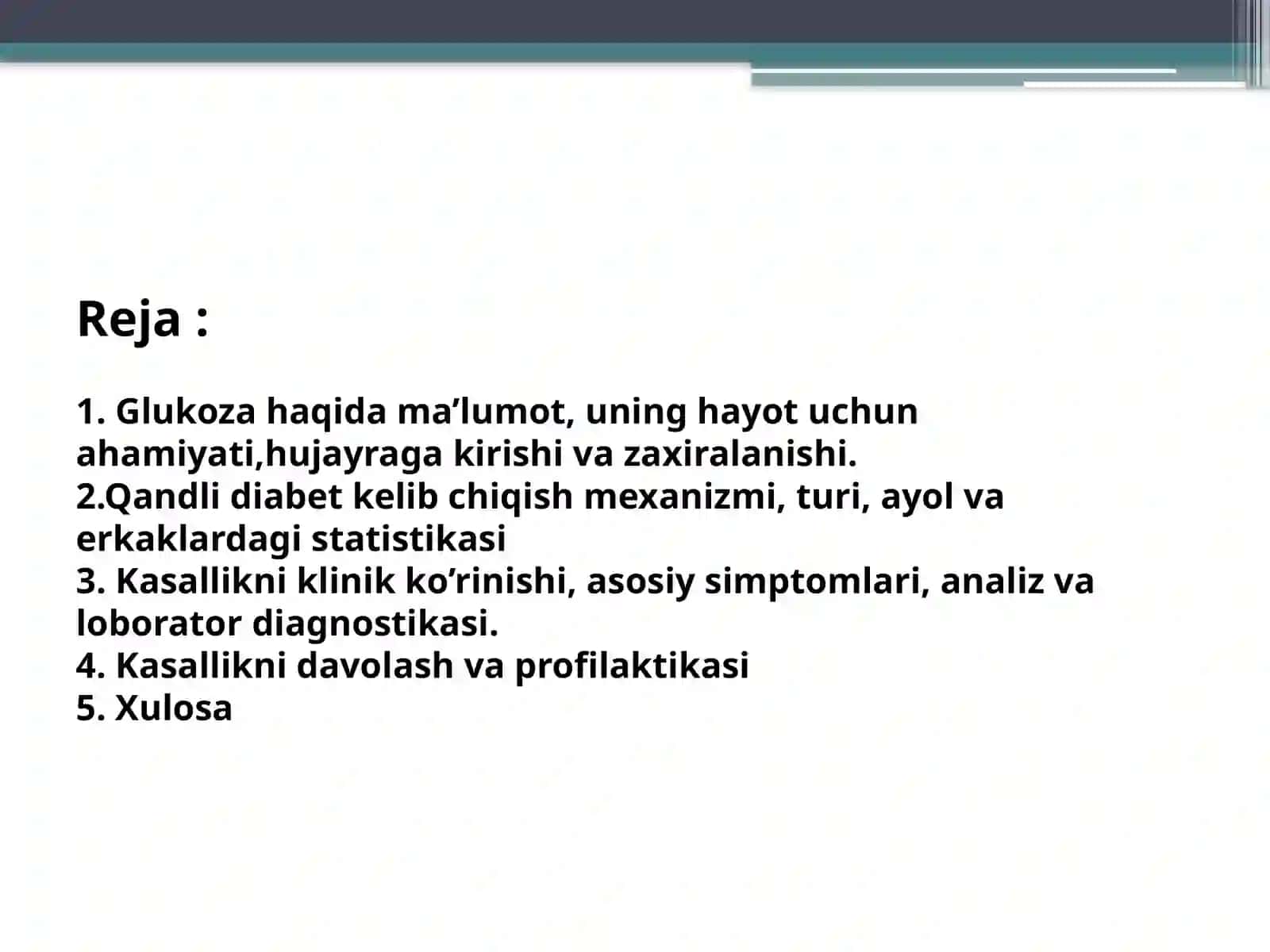 Qandlidiabetka salligi biokimyosi: ketonuriya va ketonemiya 2