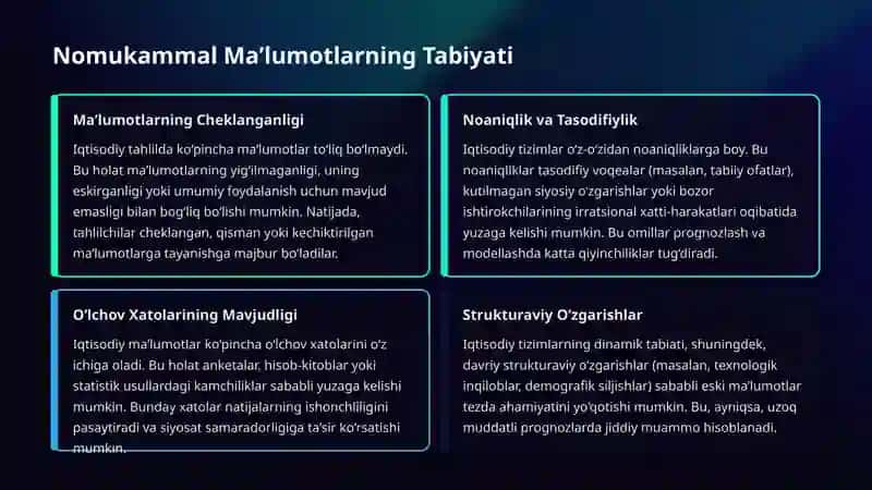 O‘zgarmas Kattaliklar va Nomukammal Ma’lumotlar: Iqtisodiyot Tahlili 2
