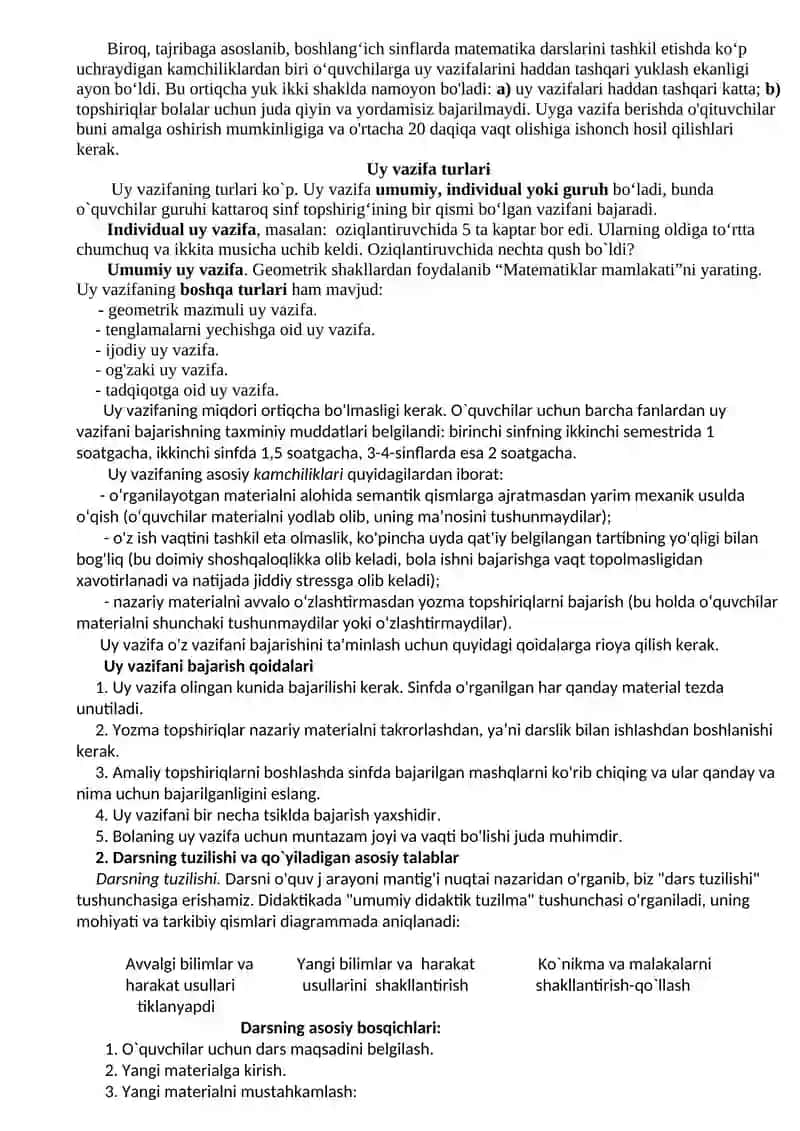 Boshlang'anji sinflarda matematika o'qitishni tashkil etishi 2