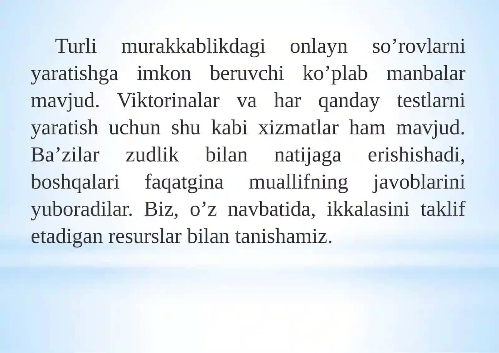 Google xizmatlari: on-line-test shaklini yaratish 2