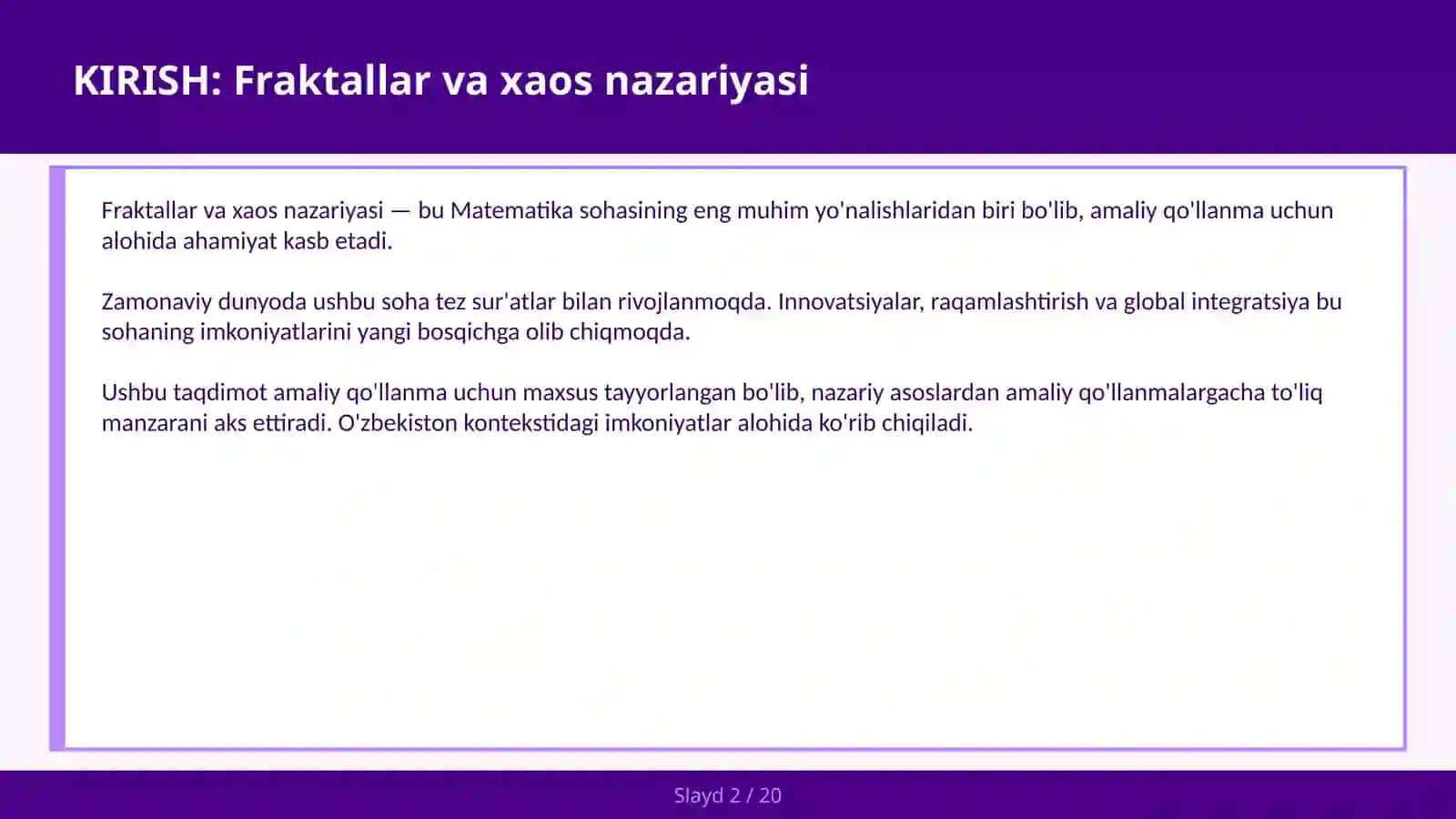 Fraktallar va xaos nazariyasi 2
