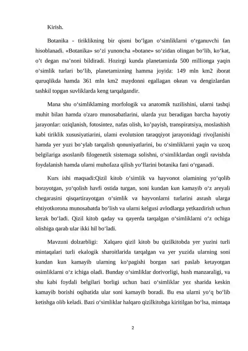 O’zbekistonda O’simliklar Bioxilma-Xilligi 2