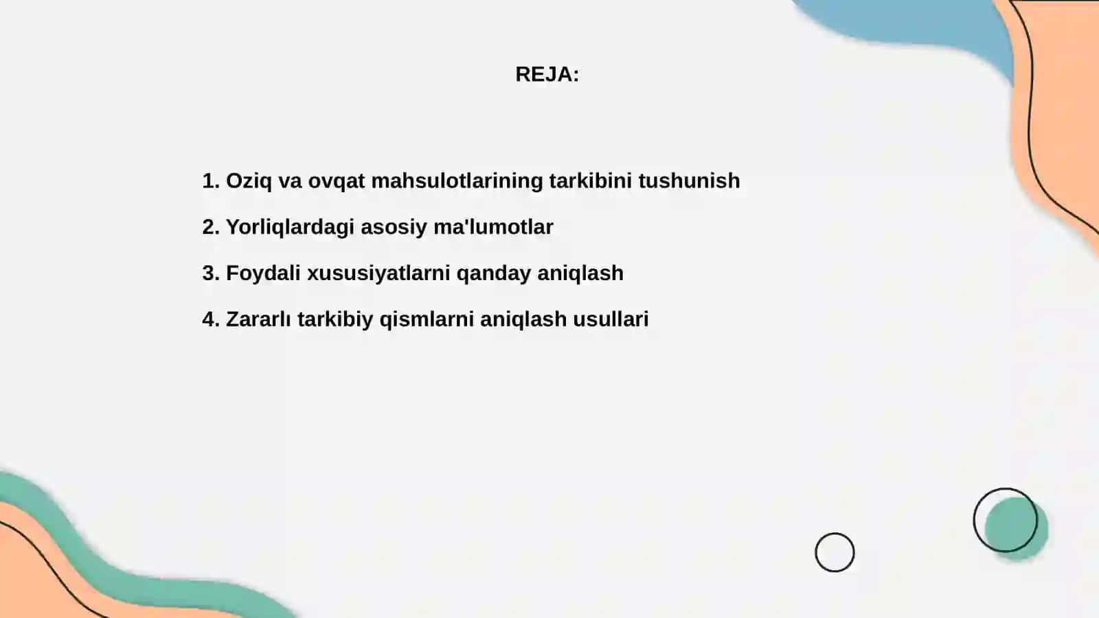 Oziq ovqat mahsulotlarining tarkibi 2